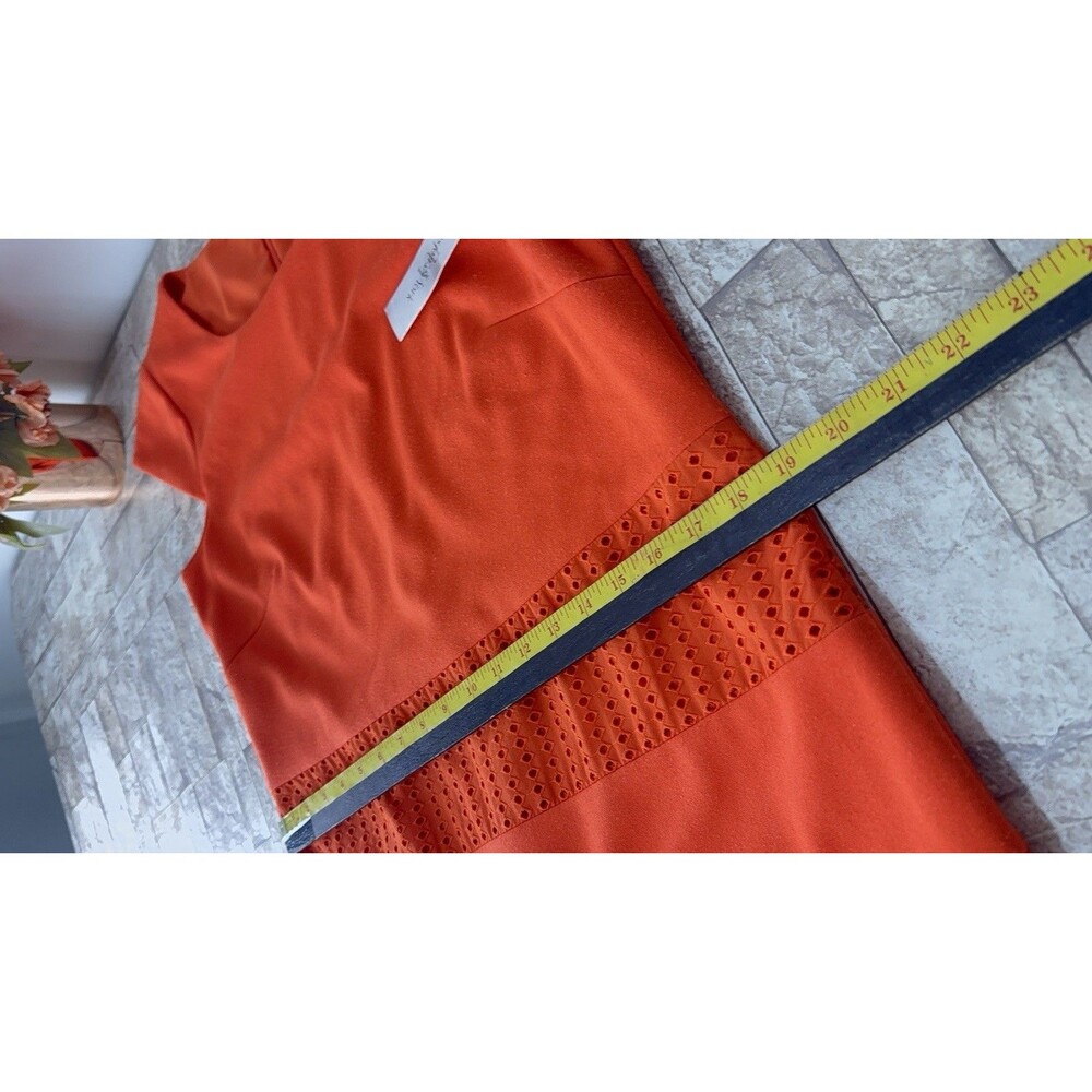 New Preston & York Sheath Women Dress Size 8 Stretch Orange Sleeveless - Picture 13 of 16